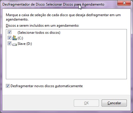 Selecione os discos que ser�o desfragmentados.